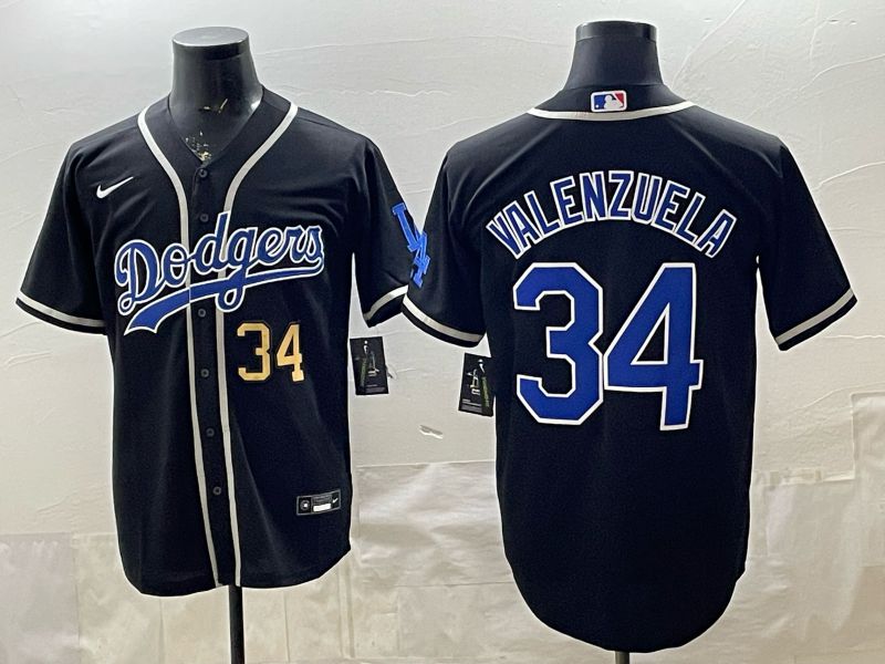 2026 Men Nike Los Angeles Dodgers #34 Valenzuela Black Game MLB Jersey 002